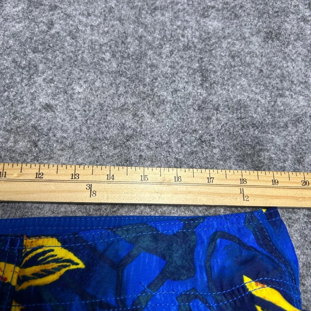 Quiksilver Board Shorts Blue Yellow Hibiscus Floral Vintage Skater Men Size 38